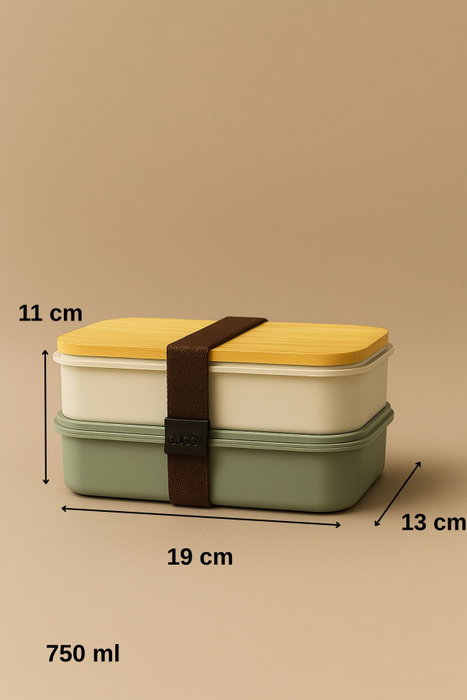 Hermia Set de Cajas de Almuerzo de 2 Piezas Verde y Amarillo